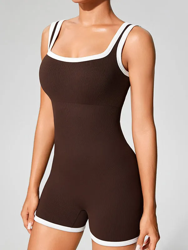 ZASUWA Female U Collar Elastic Tight Backless with Chest Pads Romper