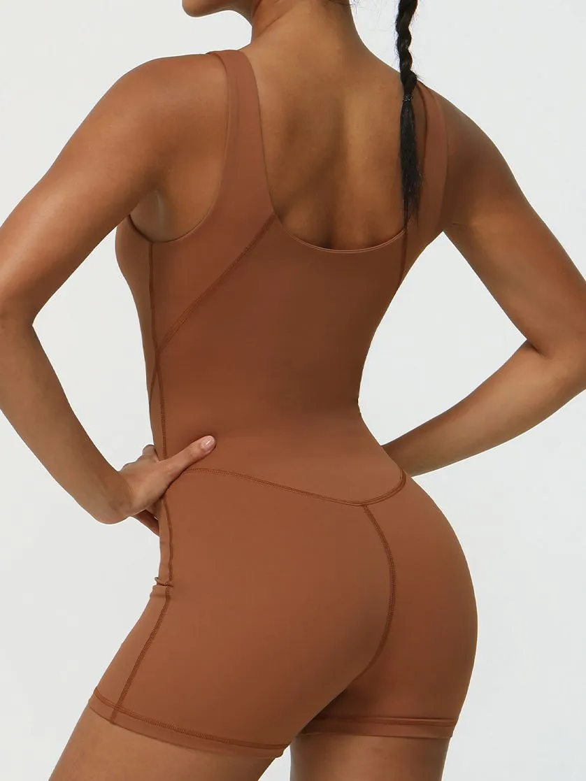 ZASUWA Female V-neck High-Support Elastic Tight Romper